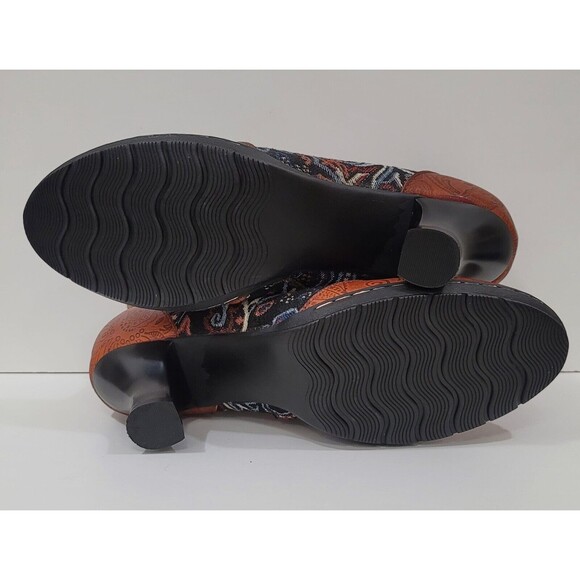 Socofy Genuine Leather Multicolor BohoLaceUp ZipUp Handmade Booties Sz.9(EU-40) - Picture 8 of 8